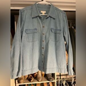 Christopher and Banks Light Blue Denim Button-Up Shirt